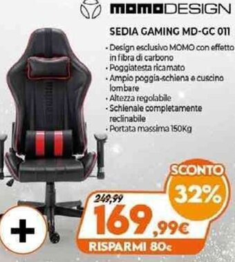 Expert Momodesign Sedia Gaming MD-GC 011 offerta
