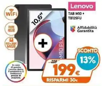 Expert Lenovo Tab M10 + TB125FU offerta