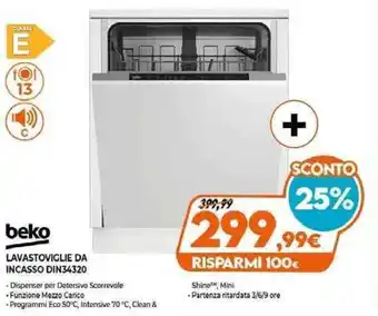 Expert Beko Lavastoviglie da Incasso DIN34320 offerta