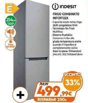 Expert Indesit Frigo Combinato INFC9TI22X offerta