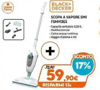 Expert Black+Decker Scopa A Vapore 5in1 FSMH13E5 offerta