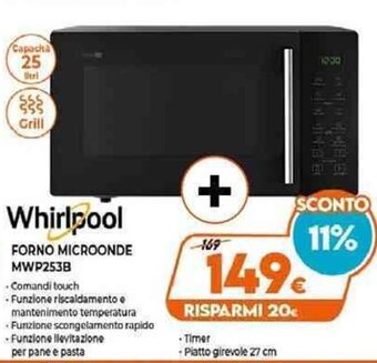 Expert Whirlpool Forno Microonde MWP253B offerta