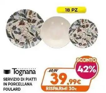 Expert Tognana Servizio Di Piatti In Porcellana Foulard offerta