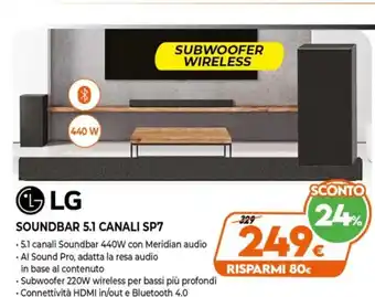 Iperal LG Soundbar 5.1 Canali SP7 offerta
