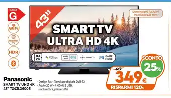 Iperal Panasonic Smart TV UHD 4K 43" TX43LX600E offerta