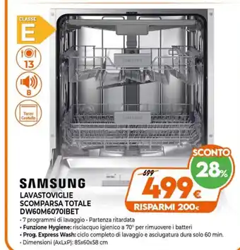Iperal Samsung Lavastoviglie Scomparsa Totale DW60M60701Bet offerta