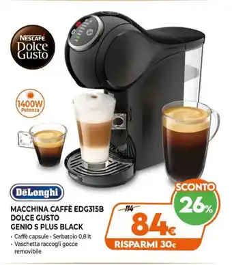 Iperal Delonghi Macchina Caffè EDG315B Dolce Gusto Genio S Plus Black offerta