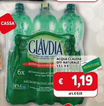 Iper La Spesa Acqua Claudia Eff Naturale 1,5 L x 6 offerta