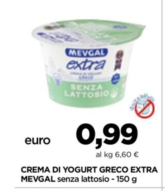 Crema Di Yogurt Greco Extra Mevgal senza lattosio 150 g offerta di