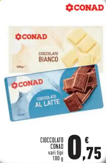 Conad Margherita Conad Cioccolato Vari Tipi 100 g offerta