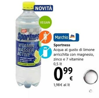 dm drogerie markt Marchio Sportness Acqua Al Gusto Di Limone Arricchita Con Magnesio Zinco E 7 Vitamine offerta