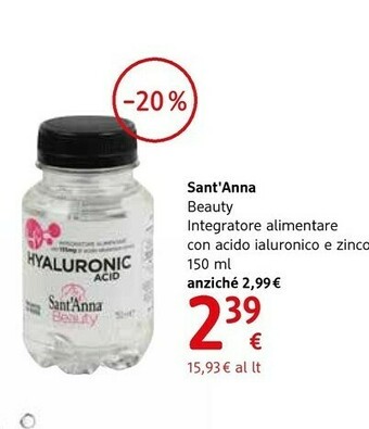 dm drogerie markt Sant'anna Beauty Integratore Alimentare Con Acido Laluronico E Zinco offerta