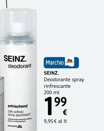 dm drogerie markt Seinz Deodorante Spray Rinfrescante 200 Ml offerta