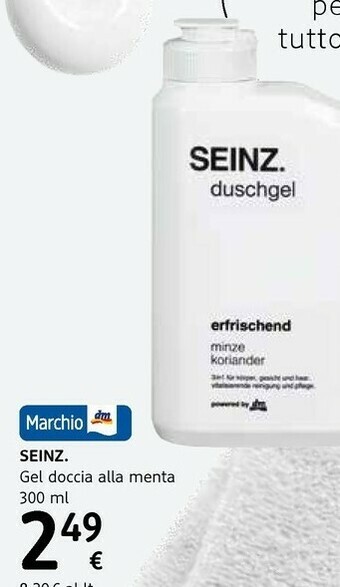 dm drogerie markt Seinz Gel Doccia Alla Menta 300 Ml offerta