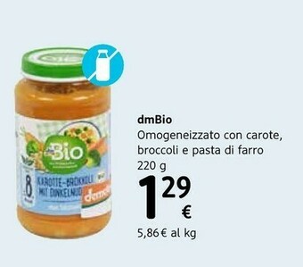dm drogerie markt Dmbio Omogeneizzato Con Carote, Broccoli E Pasta Di Farro offerta