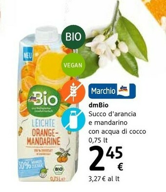 Dmbio Succo D'aracia E Mandarino Con Acqua Di Cocco