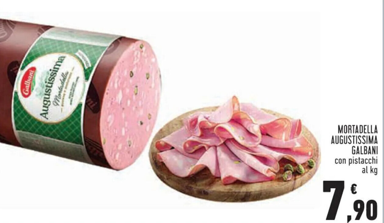 Galbani Mortadella Augustissima Con Pistacchi offerta di Conad Margherita
