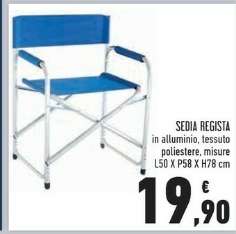 Conad Sedia Regista In Alluminio Misure L50x P58x H78 Cm offerta