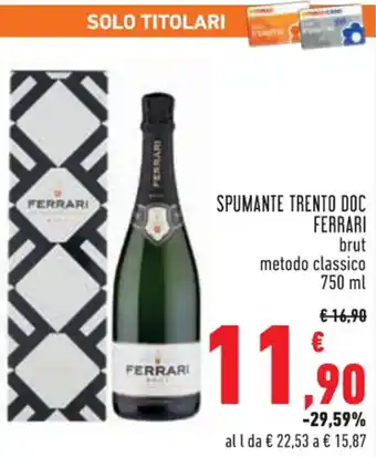 Conad Margherita Ferrari Spumante Trento DOC Brut Metodo Classico 750 ml offerta
