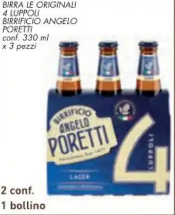 Conad Margherita Birrificio Angelo Poretti Birra Le Originali 4 Luppoli Conf. 330 ml x 3 pezzi offerta