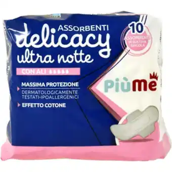 PiùMe Piume assorbenti delicacy ultra notte con ali 10 pezzi offerta