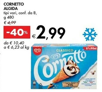 Bennet Algida Cornetto Classico Formato Speciale 480 G(ml) offerta