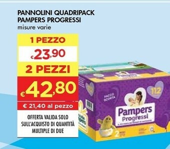 Bennet Pampers Pannolini Quadripack Progressi offerta