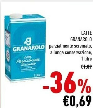 Conad Granarolo Latte Parzialmente Scremato A Lunga Conservazione 1000 G(ml) offerta