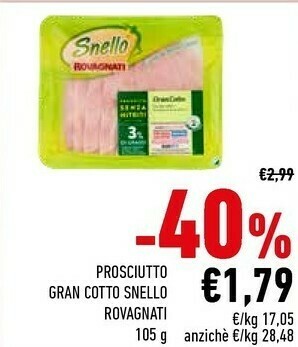 Conad Rovagnati Prosciutto Gran Cotto Snello 105 G offerta