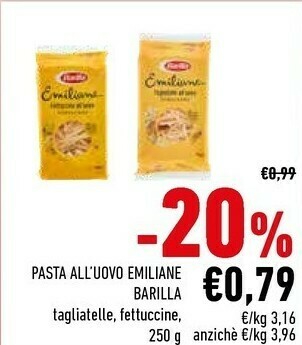 Conad Barilla Emiliane Fettuccine All'Uovo 250 G(ml) offerta