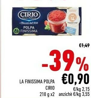 Conad Cirio La Finissima Polpa 210g offerta