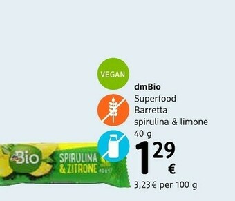 dm drogerie markt Dmbio Superfood Barretta Spirulina & Limone offerta