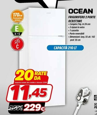 Fiducia & Convenienza Ocean Frigorifero 2 Porte OCD273WE offerta