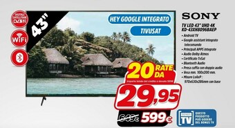 Fiducia & Convenienza Sony TV LED 43'' UHD 4K KD-43XH8096BAEP offerta