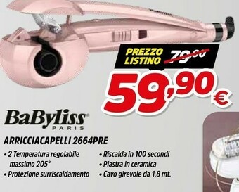 Babyliss 2664PRE Messa In Piega Ferro Arricciacapelli Caldo Rosa 1,8 M