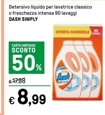 Iper La Grande Dash Simply Detersivo Liquido Per Lavatrice Classico O Freschezza Intensa 90 Lavaggi offerta
