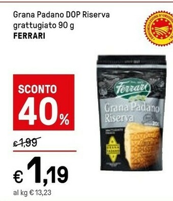 Iper La Grande Ferrari Grana Padano Grattugiato Fresco 90 G(ml) offerta