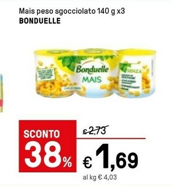 Iper La Grande Bonduelle Mais Peso Sgocciolato offerta