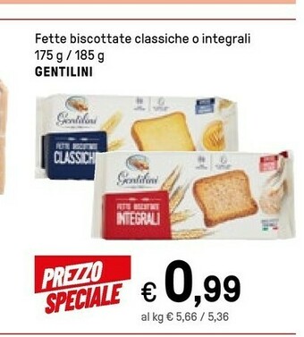 Iper La Grande Gentilini - Fette Biscottate Integrali 175 G(ml) offerta