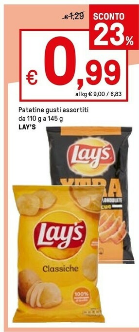 Iper La Grande Lay's - Patatine Classiche 145 G(ml) offerta