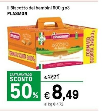 Iper La Grande Plasmon Il Biscotto Dei Bambini 600 G(ml) offerta