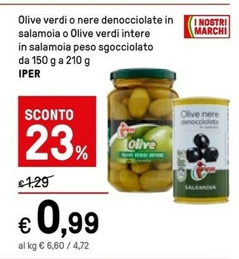 Iper La Grande Iper Olive Nere Denocciolate In Salamoia offerta