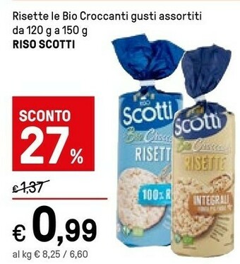 Iper La Grande Riso Scotti - Risette 100% Riso Biologiche 150 G(ml) offerta
