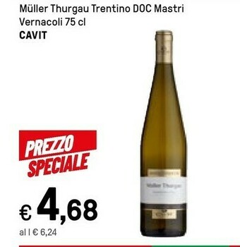 Iper La Grande Cavit Muller Thurgau Trentino Doc Mastri Vernacoli 75 Cl offerta