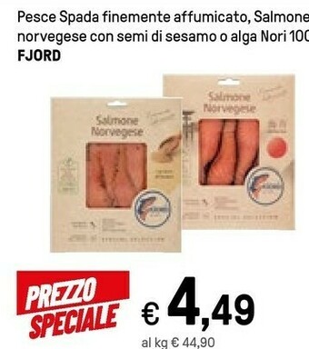 Iper La Grande Fjord Pesce Spada Finemente Affumicato, Salmone Norvegese Con Semi Di Sesamo O Alga Nori offerta
