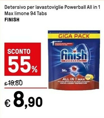 Iper La Grande Finish Detersivo Per Lavastoviglie Powerball All In 1 offerta