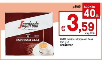 Segafredo Caffe Macinato Espresso Casa