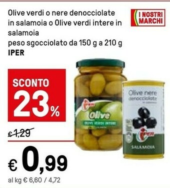 Iper La Grande Iper - Olive Verdi Denocciolate 150 G offerta
