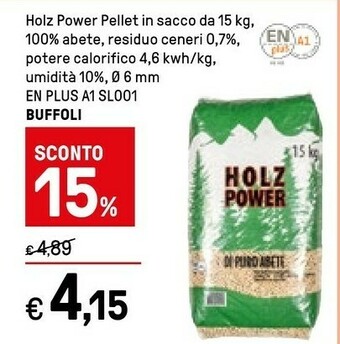 Iper La Grande Buffoli Holz Power Pellet In Sacco Da 15 Kg offerta