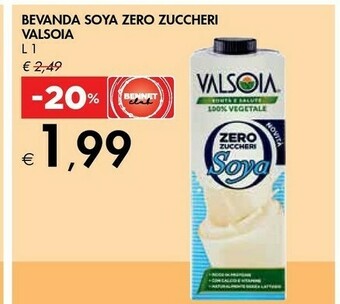 Bennet Valsoia Bevanda Soya Zero Zuccheri offerta